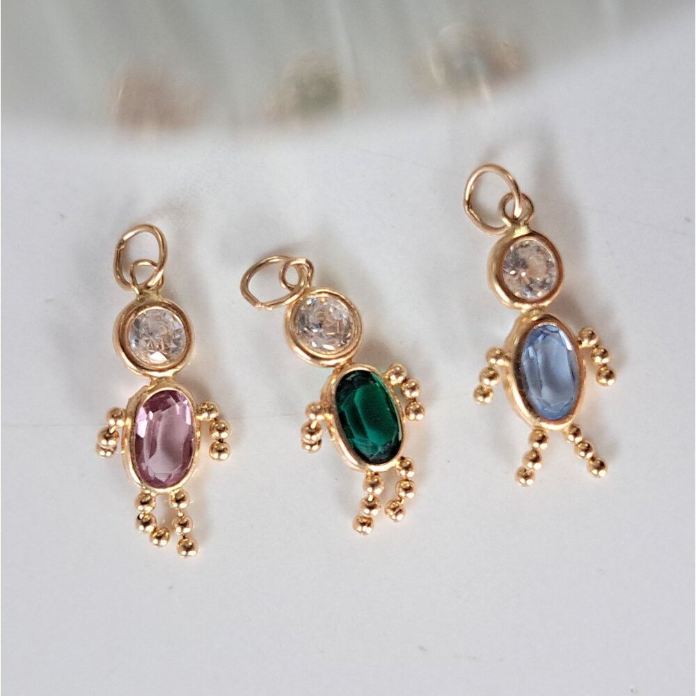 Set of 3 - 14K Yellow Gold Birthstone Baby Child Charms - Picture 7 of 16